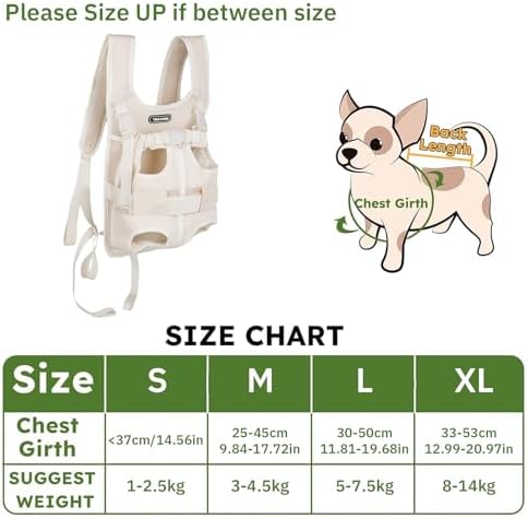 Dog Carriers for Small Dogs Backpack, Legs Out Easy-Fit Dog Front Carrier, Ventilated Mesh Dog Travel Back Pack, Adjustable Pet Backpack for Walking Biking Hiking Camping Outdoor,Medium