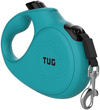 TUG Monochrome 360° Tangle-Free Retractable Dog Leash | 16 ft Strong Nylon Tape (Large, Aqua)