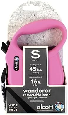 Alcott Wanderer Retractable Leash, Small, Pink