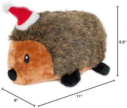 Zippy Paws - Holiday Hedgehog Plush Squeaky Dog Toy, Christmas Pet Gift - X-Large