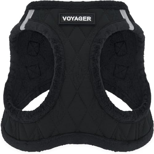 Voyager Step-in Plush Dog Vest Harness -Black Plush, X-Large