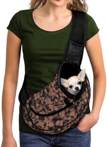 COEQINE Brown Leopard Print Puppy Carrying Bag for Small Dogs Cats