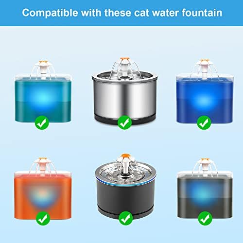 Cat Water Fountain Filters, 12 Packs Replacement Carbon Filters for Automatic Pet Water Fountain, Stainless Steel Cat Water Fountain…