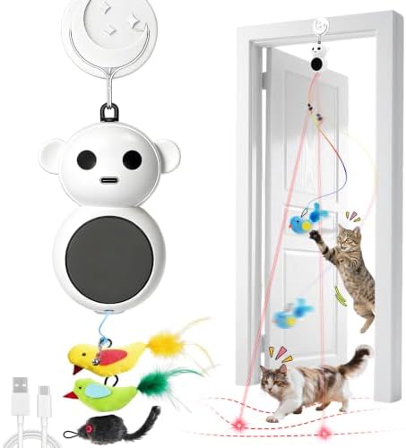 2-in-1 Interactive Laser Pointer Cat Toy & Flying Bird Wand for Indoor Cats