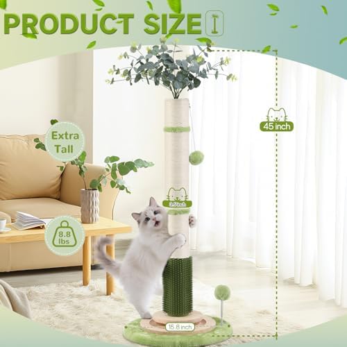 45'' Extra Tall Cat Scratching Post for Large,Heavy Duty Scratcher Tree