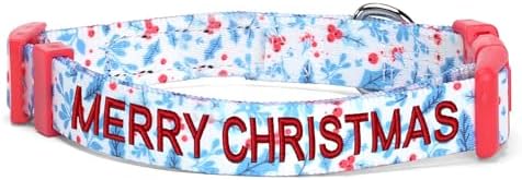 Pawtitas Personalized Dog Collar Dog Soft Adjustable Puppy Collar Customizable Embroidered add Pet Name Phone Number or Phrase Extra Small Teal Mistletoe