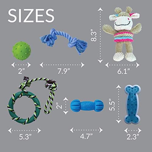 rocket & rex Puppy Chew Toys for Teething, Natural Rubber Set (6pk)