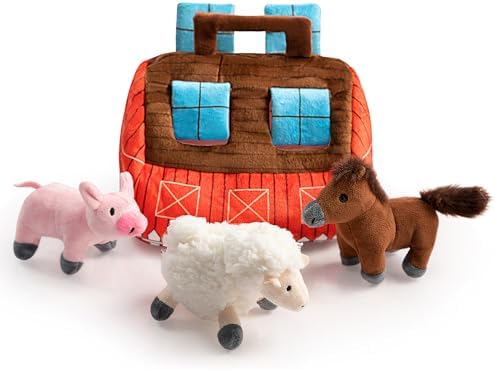 Hollypet Squeaky Hide and Seek Dog Toys for Small and Medium Dogs, Farm