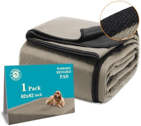 Bunlitent Washable Pee Pads for Dogs, 82" x 82", Brown, Reusable Puppy Pads