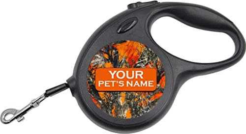 Camo Retractable Dog Walking Leash | Personalized w/Your Pet's Name (Orange Outdoor)