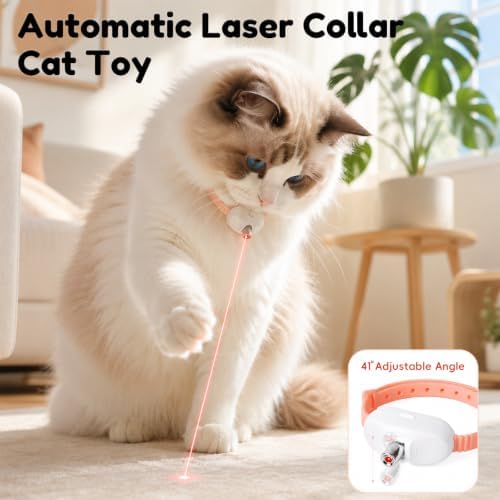 2-Pack Automatic Laser Cat Collar Toys, Upgraded with Flash and Endless Play Modes, Fits 8–12-inch Cat Collars, 41° Adjustable Angle, 1-Hour Charge for 12 Hours of Play, Cat Gift.