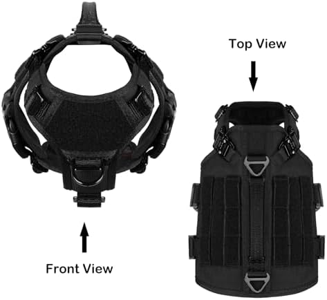 ICEFANG No Pull Tactical Dog Harness for X-Small Dogs,Adjustable Dog Vest