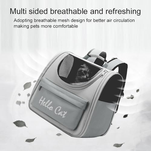 Cat &Dog Carrier Backpack, Pet Carrier with Transparent Window& Breathable Mesh Backpack for Small Dogs & Medium Cats Up to 15 Lbs, for Traveling, Hiking, Camping (Grey)