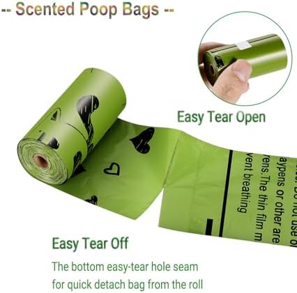 Dog Poop Bags Rolls with Dispenser - Leak Proof - 540 Count Unscented
