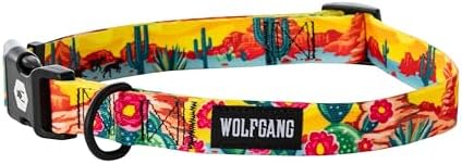 Wolfgang Heavy Duty, Adjustable Dog Collar with Quick Release Nylon Buckle for Walking & Training, PackLeader Print, Medium
