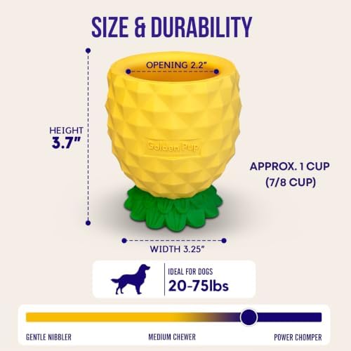 Pineapple Enrichment Cup for Dogs, Freezable Interactive Dog Toys to Keep Them Busy, Frozen Dog Treat Dispenser for Mental Stimulation, Popsicle Lick Bowl for Small, Medium, Large Dogs, Durable Rubber