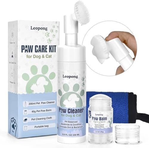 Leopong Dog Paw Cleaner Kit with Paw Balm, No-Rinse Foam, Silicone Brush