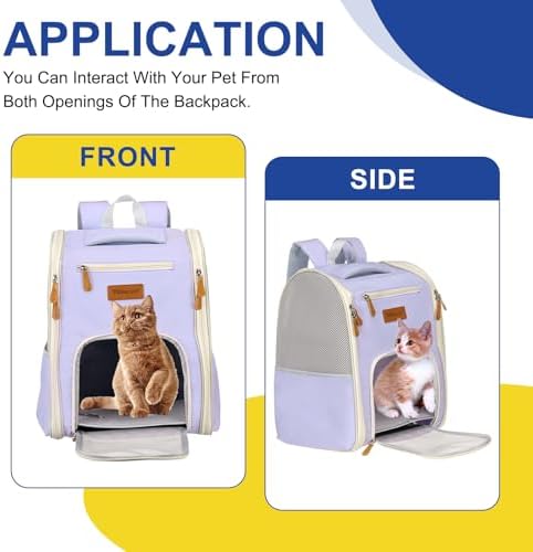 Pet Backpack Carrier Purple 12.6" Dogs Cats Travel Bag