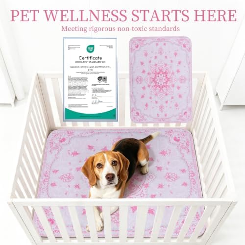 Homimp Washable Pee Pads for Dogs, 2 Pack Reusable Puppy Pads Waterproof, Absorbent and Leakproof Dog Pee Pads, Non Slip Puppy Training Pads, Pet Mat for Floor,Crate,Couch,Whelping,Pink, 36"x41"
