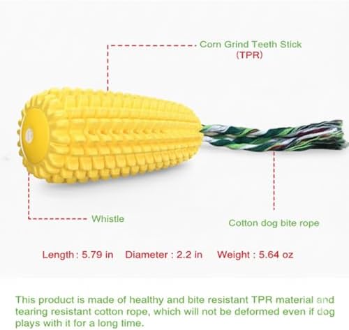 Corn Shape Dog Chew Toy for Small to Medium Dogs – Puppy Teething Toys with Squeaker; Tree Stump Chew Toy for Medium to Large Dogs – Design with Frozen Treat Molds & Peanut Butter Grooves