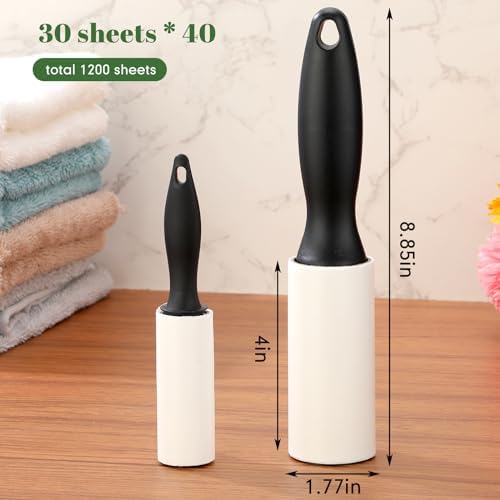 Zhehao 40 Pack Mini Lint Rollers 1200 Sheets Travel Size Lint Removers Portable Roller for Clothes Pet Hair Furniture Couch Carpet Car Seats(Normal Size, 8.85x 1.77 Inches,Black)