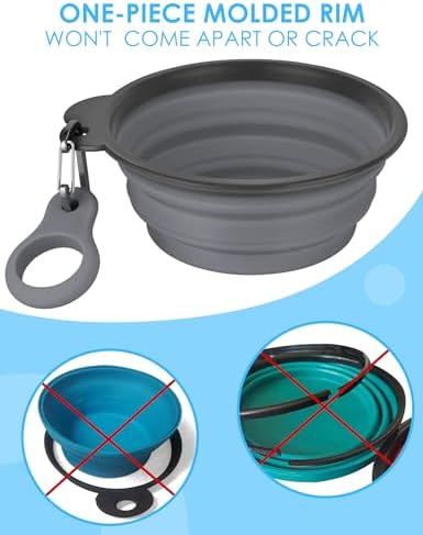 Aonkey 2 Pack 37oz/4.6 Cup Collapsible Dog Bowls with Bottle Carrier
