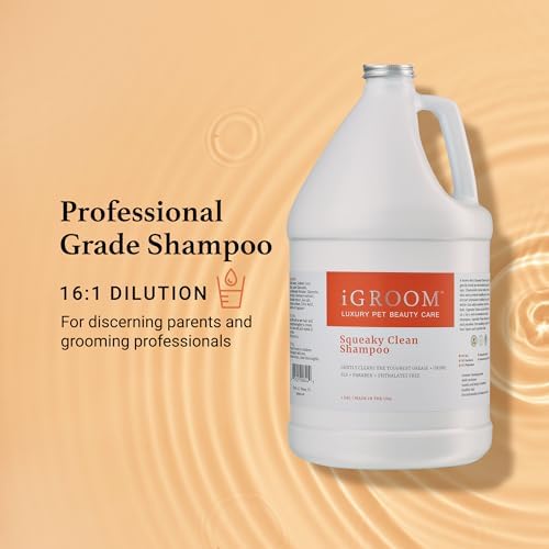 iGroom Squeaky Clean Dog Shampoo, Luxury Pet Beauty Care, Intense Cleaning Power, Chamomile Extracts Sooth Skin, Made in USA (1 GAL) (Pack of 2)