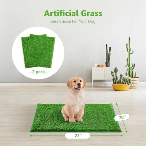 Artificial Dog Grass Pad 2 Pack，20"x 25" Replacement Fake Grass Turf Mat
