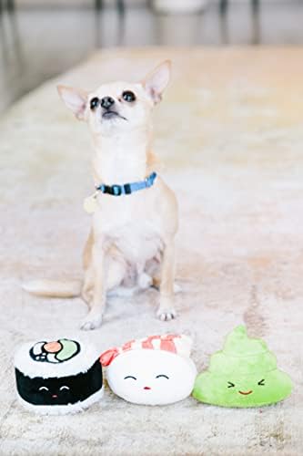 Pearhead Sushi Plush Squeaky Dog Toys, Gift Set