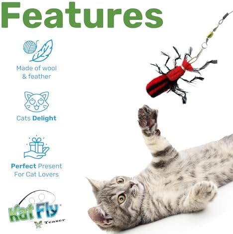2 Inch Handmade Cat Toy Teaser Beetle (1, Red, Refill Only)