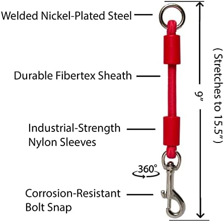 BUNGEE DOG LEASH EXTENSION – Patented Shock Absorber Attachment Protects You and Your Dogs – Works with ANY Leash & Collar or Harness – a MUST for Retractable Leashes – PICK SIZE/COLOR BELOW
