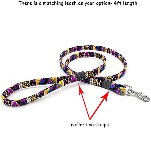 Customized Nylon Dog Collar, Personalized Dog Collar Engraved with Name and Phone Number,Adjustable ID Dog Collar with Quick-Release Buckle-(Mosaic-Yellow,S)