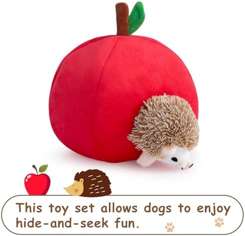 Hollypet Squeaky Hide and Seek Dog Toys for Small and Medium Dogs, Hedgehog