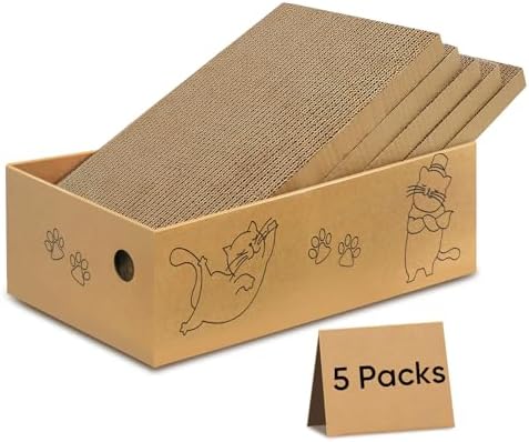 Cat Scratcher, 5 Packs in 1 Cardboard Box Cat Scratching Pad, Large