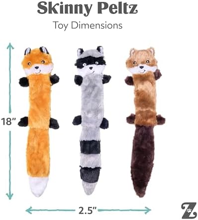 ZippyPaws Skinny Peltz No Stuffing Dog Toy Pack to Keep Them Busy - 18"