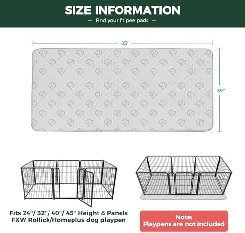 FXW Washable Pee Pads for Dogs, Super Absorbent, 39" x 85", 2 Packs