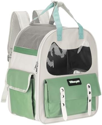 Cat Pet Backpack Carrier Green 12"x8"x14" Travel Bag