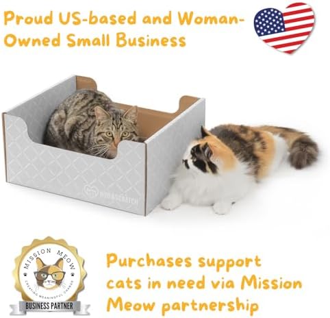 Hide & Scratch Cardboard Cat Scratcher Box & Bed Light Grey Diamond Pad