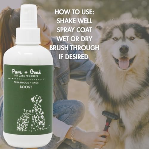 Pure + Good Boost Grooming Spray - Deodorizes, Softens Fur & Moisturizes Skin, 8 fl oz (Blue Cypress + Neroli)