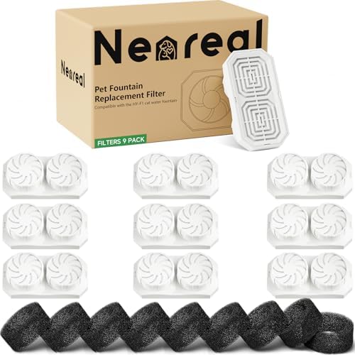 Neareal Official 9-Pack Replacement Filter Set for 108oz Cat Fountain