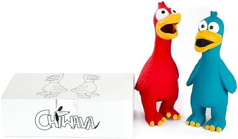 CHIWAVA 2PCS Squawking Latex Dog Toy Chicken Duck for Medium Large Dogs
