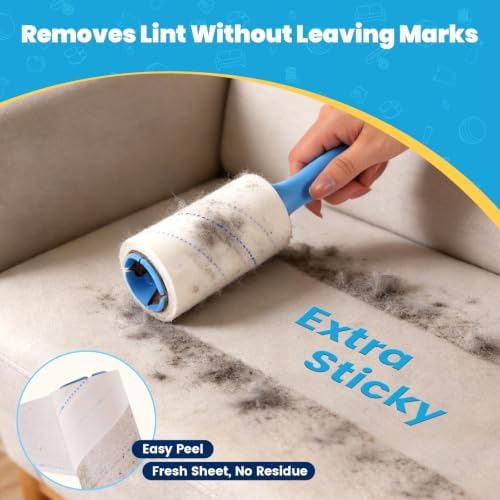 Extra Sticky Lint Roller for Pet Hair, 800 Sheets with 2 Handles