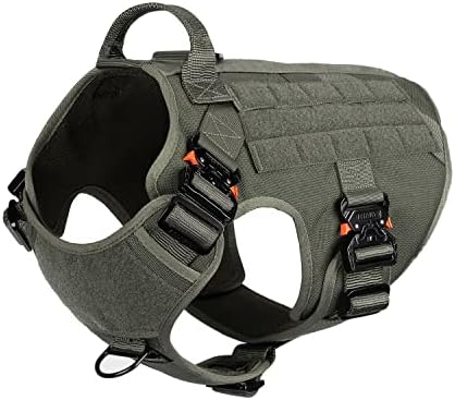 ICEFANG Tactical Dog Harness for Large Dogs,Full Metal Buckles Dog Vest