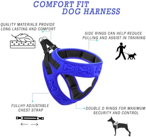 Comfort Fit Dog Harness Soft Padded No Pull Harness with Adjustable Buckles for Small Medium Large Dogs Step in Pet Vest with Easy Control Handle for Walking Jogging Running Training Dogs & Puppies
