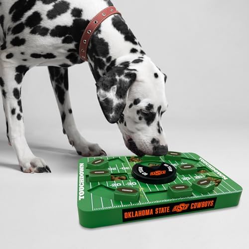 Pets First NCAA Oklahoma State Large Puzzle Toy, New Size, Interactive Dog Treat & Slow Feeding Toy
