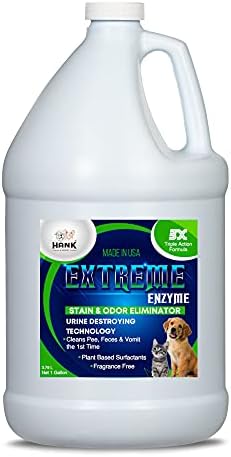 Hank & Harley Extreme Enzyme, PET Stain & Odor Eliminator - Triple Action bio-enzymatic Cleaners and Plant Based surfactants Breaks Down pet Mess Forever. Fragrance Free, Safe for Pets