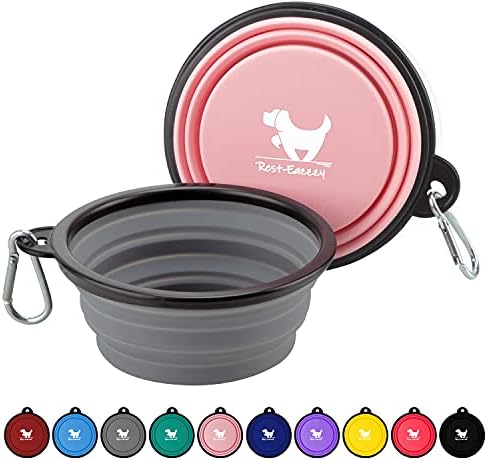 Rest-Eazzzy Collapsible Dog Bowls, 2 Pack Sturdy Portable Dog Water Bowls