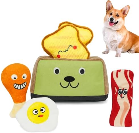 Hide and Seek Dog Toys, Squeaky Interactive Puzzle Dog Toys for Boredom and Stimulation, Dog Enrichment Toys for Small and Medium Dogs - Toaster