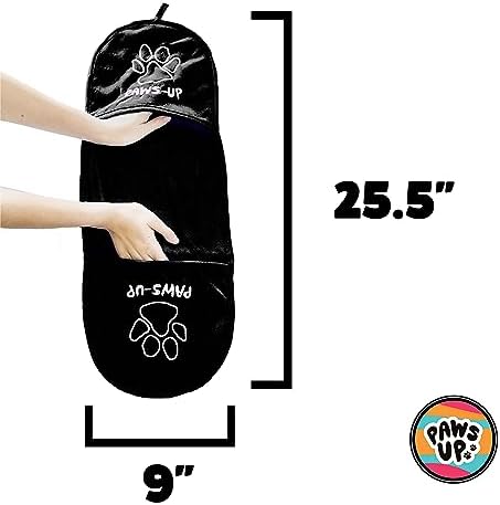 Paw Cleaning Towel for Dogs Dual Hand Pockets removes Dirt and Mud Absorbent Cotton Blend Also Great for Drying. Black