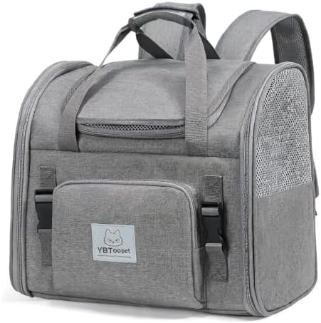 Cat Backpack Expandable, Cat Carrier for Travel & Hiking, Waterproof with Breathable Mesh, Durable Oxford Cloth, Airline Approved Pet Carrier,Use for Cats and Small Dogs (Gray)